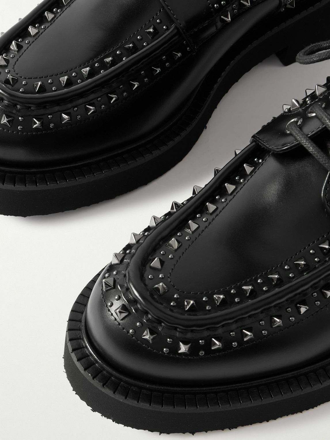Valentino Garavani - Studded Leather Derby Shoes - Black