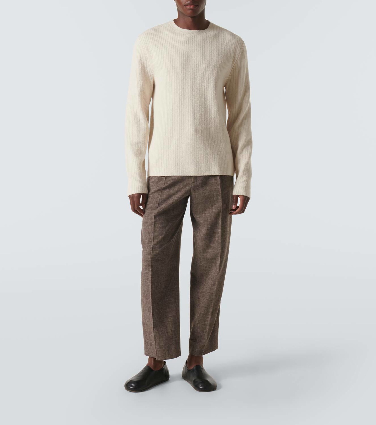 The Row Silas silk, linen, and wool straight pants