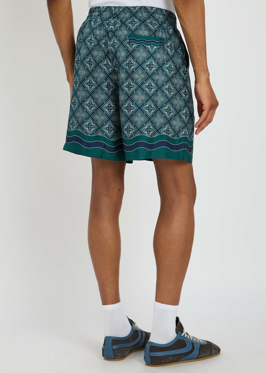Casablanca Radiating Logo-monogram Silk Shorts Green
