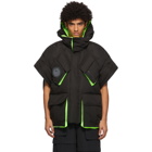 Chen Peng Black and Green Down Half-Sleeve Jacket