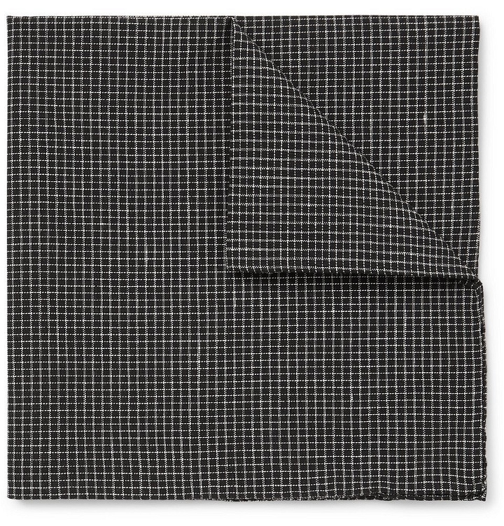 Photo: Oliver Spencer - Kersley Micro-Checked Cotton and Linen-Blend Pocket Square - Black