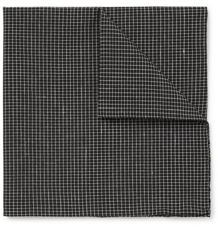 Photo: Oliver Spencer - Kersley Micro-Checked Cotton and Linen-Blend Pocket Square - Black