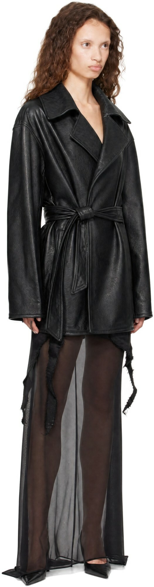 Balenciaga Black High Collar Soft Matte Leather Jacket