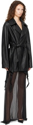 Balenciaga Black High Collar Soft Matte Leather Jacket