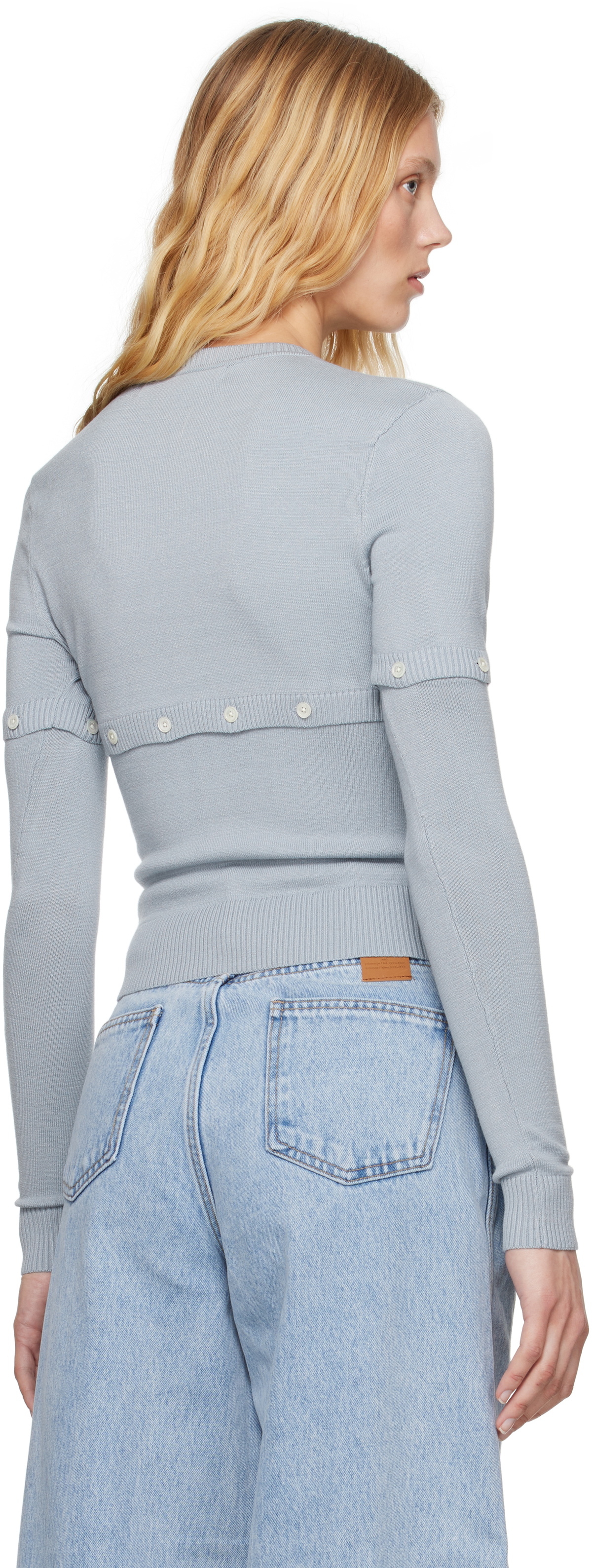 Rokh Blue Multi Button Layer Cardigan