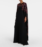 Etro Paisley caped fringed silk gown