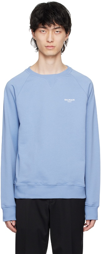 Photo: Balmain Blue Flocked Sweatshirt