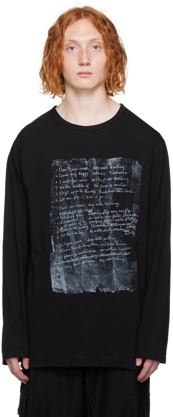 Photo: Yohji Yamamoto Black Graphic Long Sleeve T-Shirt
