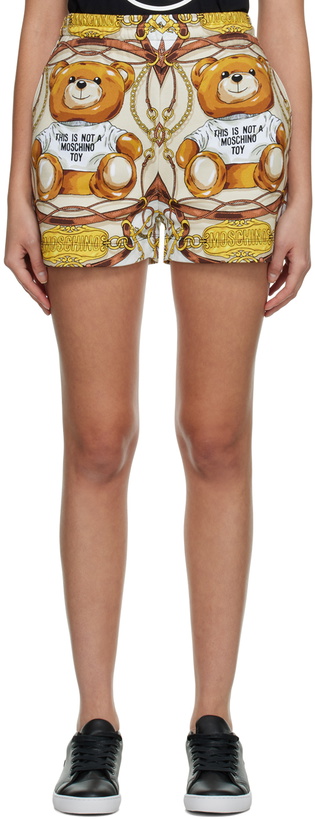 Photo: Moschino Beige Military Teddy Scarf Shorts