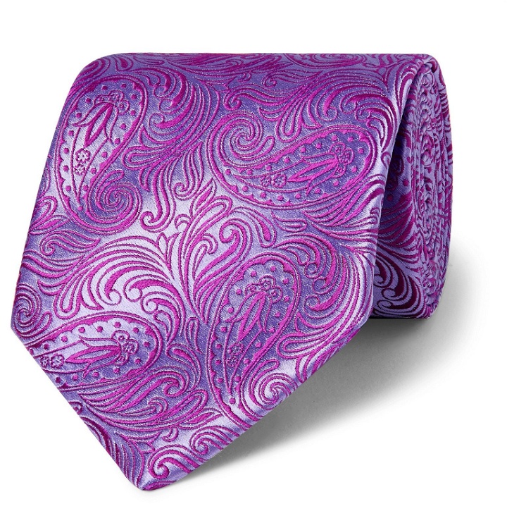 Photo: Charvet - 8.5cm Paisley-Embroidered Silk Tie - Purple