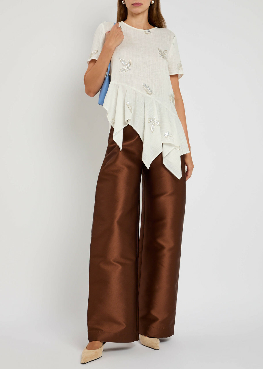 Marques' Almeida Wide-leg Mikado Trousers Brown