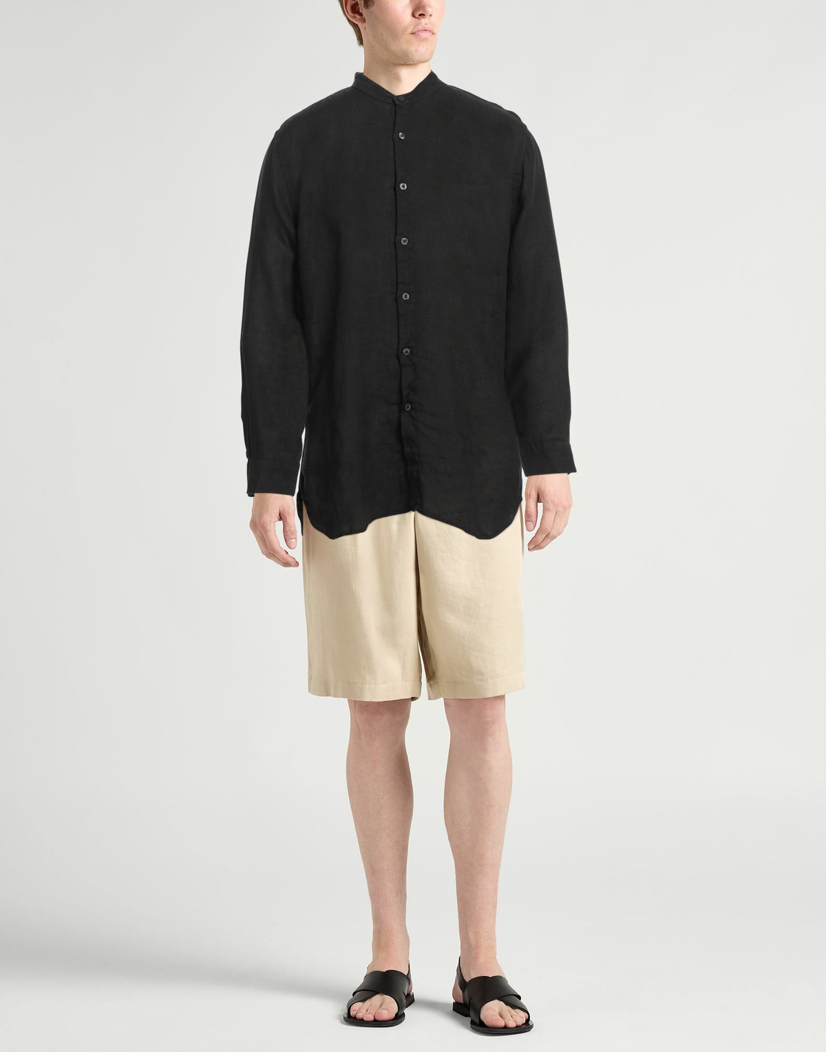 120% Lino Mens Shirt in Black