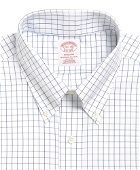 Brooks Brothers Men's Madison Relaxed-Fit Dress Shirt, Non-Iron Windowpane | Blue