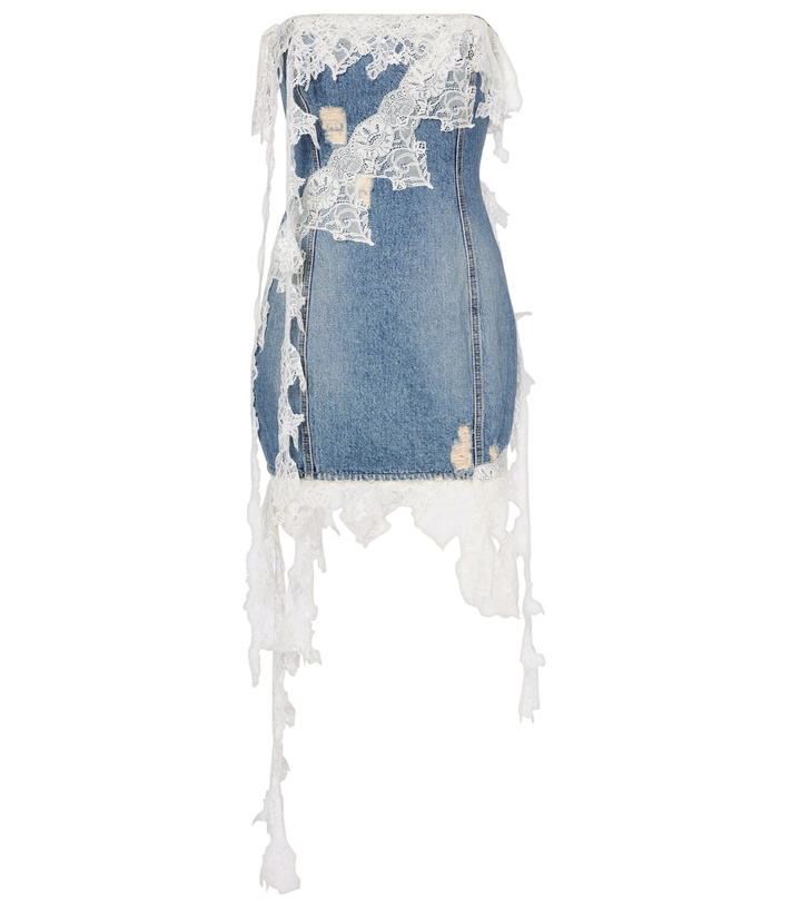 Photo: Blumarine Lace-trimmed denim minidress