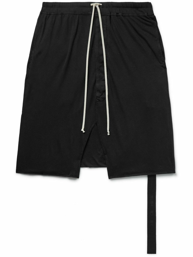 Photo: DRKSHDW by Rick Owens - Pods Wide-Leg Cotton-Jersey Drawstring Shorts - Black