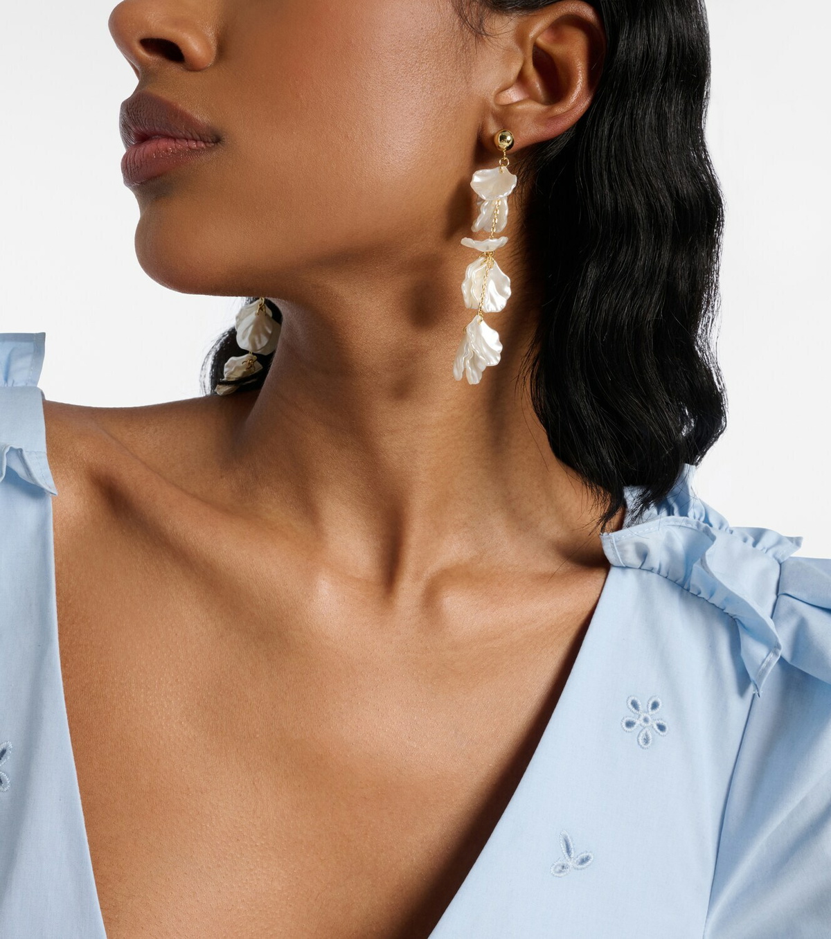 Self-Portrait Tiered faux pearl-embellished earrings