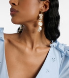 Self-Portrait Tiered faux pearl-embellished earrings