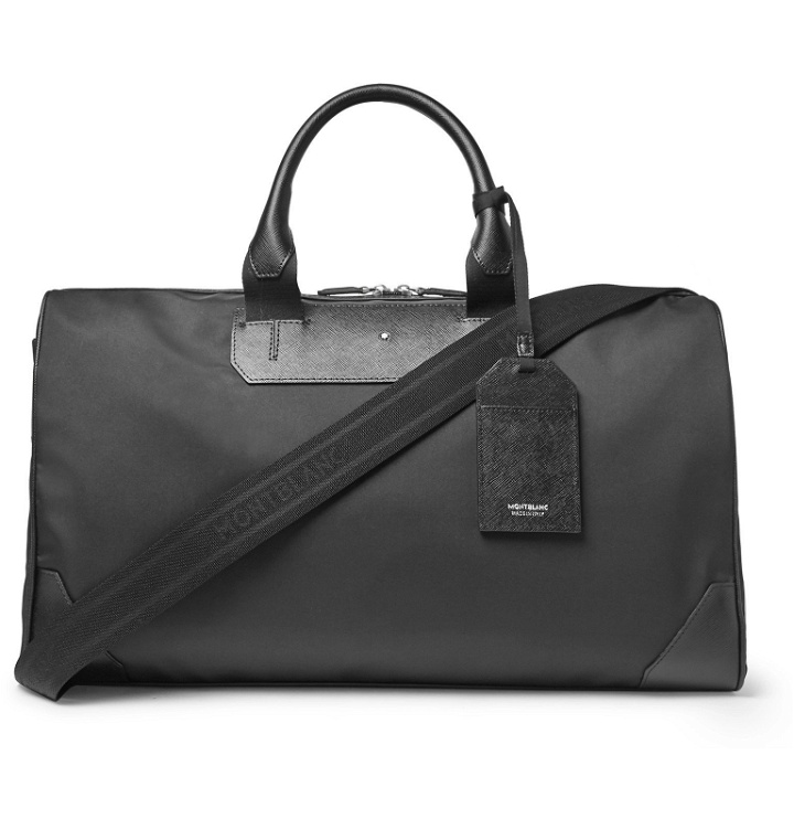 Photo: Montblanc - Sartorial Jet Cross-Grain Leather-Trimmed Shell Duffle Bag - Black
