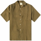 Portuguese Flannel Men's Linen Camp Vacation Shirt in Olive