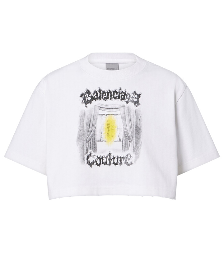 Photo: Balenciaga Printed cropped cotton jersey T-shirt