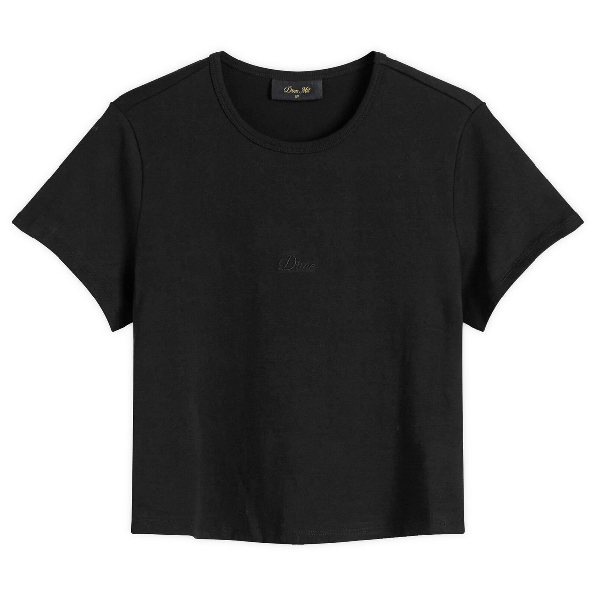 Dime Women's Cursive Baby T-Shirt in Black