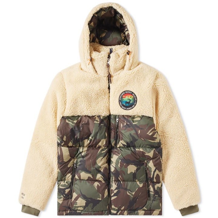 Photo: Polo Ralph Lauren Sherpa Fleece Patchwork Jacket Chamois & Elmwood Camo