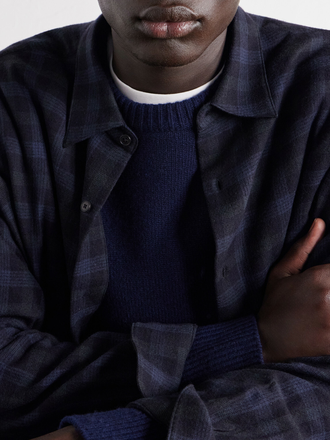 A.PRESSE - Checked Wool-Flannel Shirt - Blue