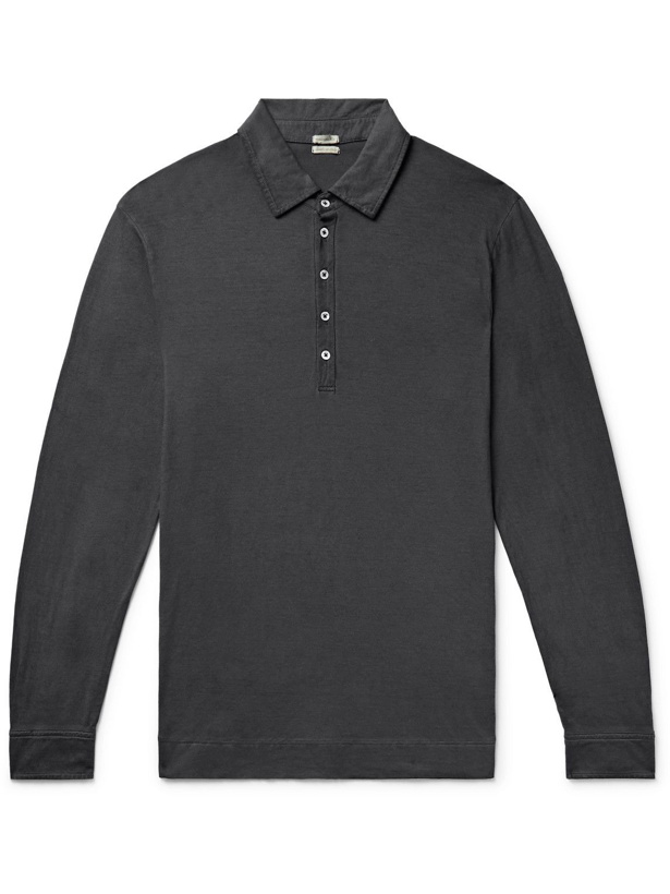 Photo: Massimo Alba - Ischia Slub Cotton-Jersey Polo Shirt - Black