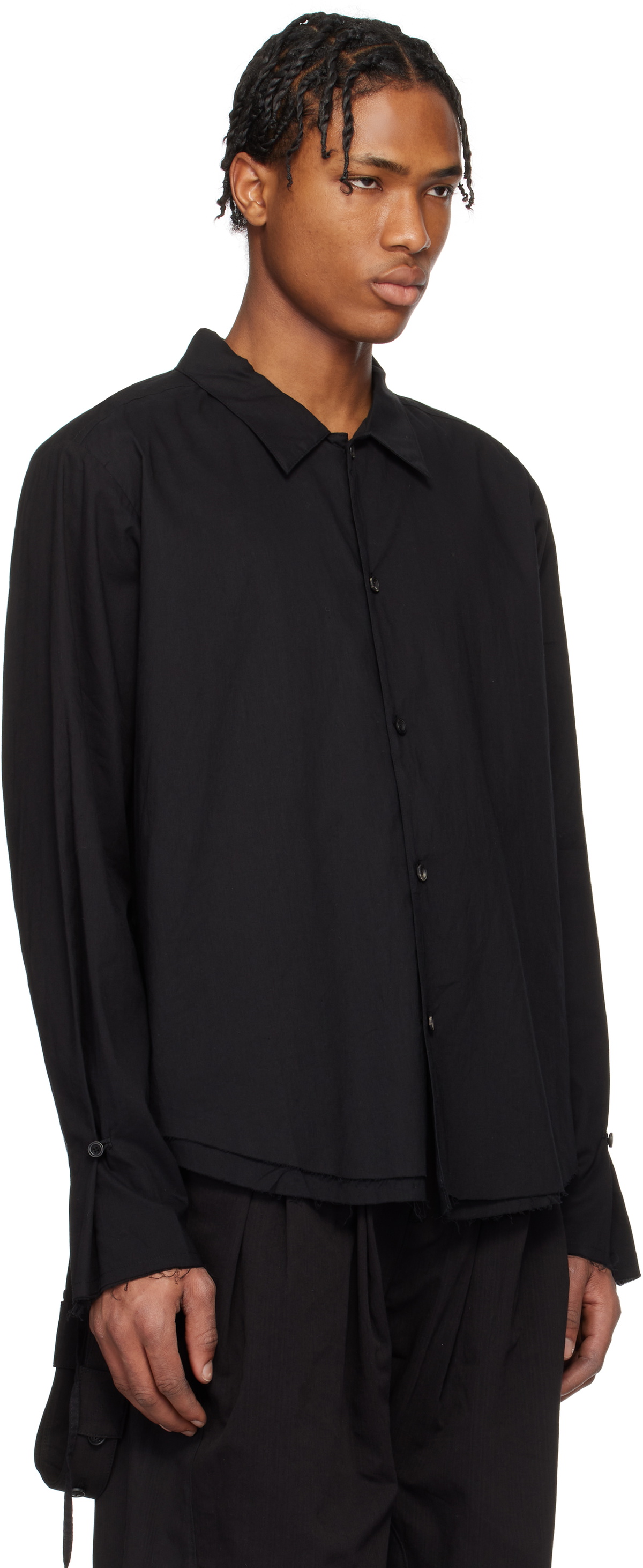 トップス Professor.E Oversized Button BackShirt Professor.E Black Loner Shirt Professor.E