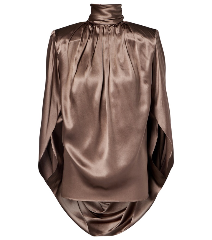 Photo: Mugler Draped silk-blend satin top