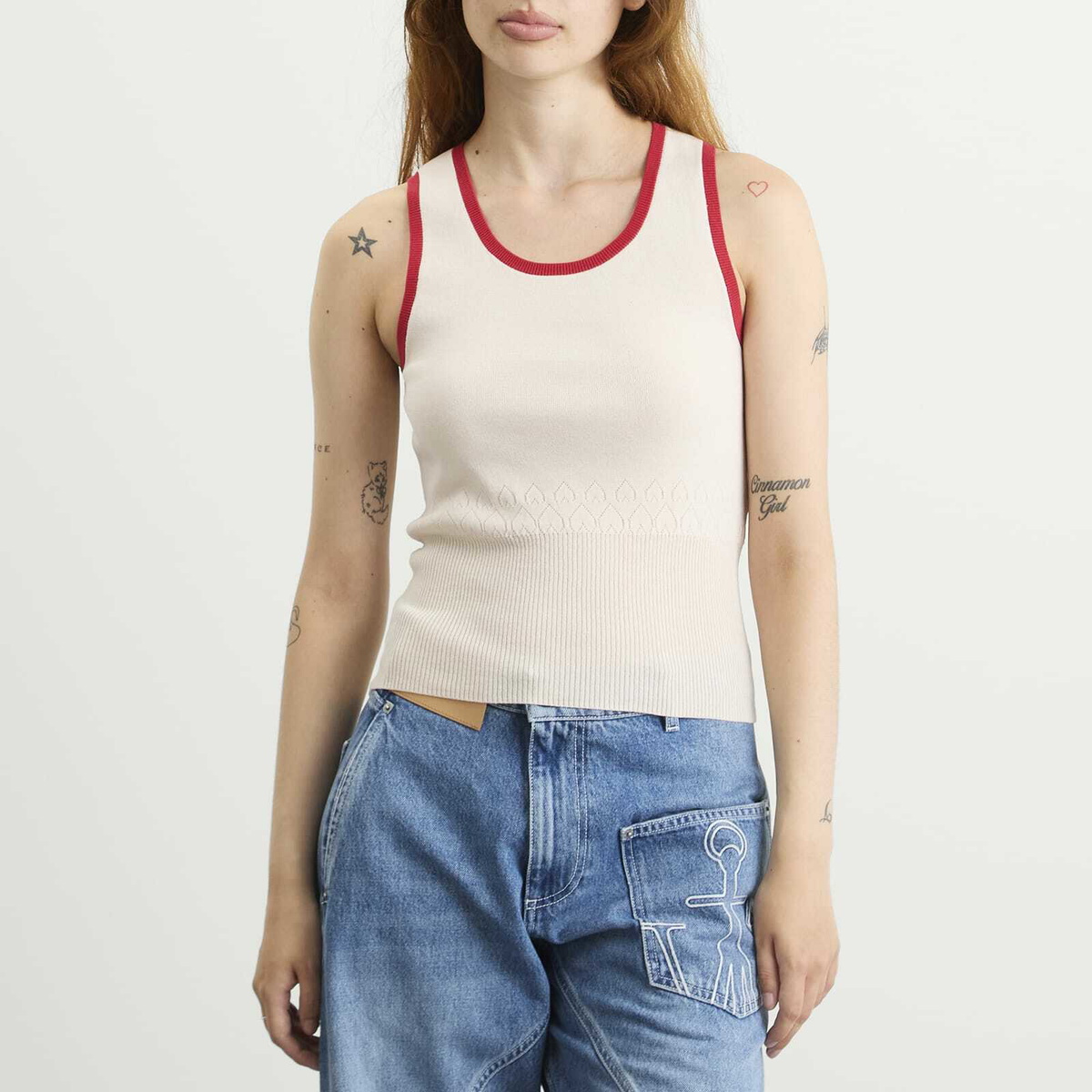 JW Anderson Women's Contrast Trim Vest in Ecru