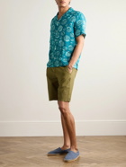 Frescobol Carioca - Sergio Straight-Leg Cotton-Blend Seersucker Drawstring Shorts - Green