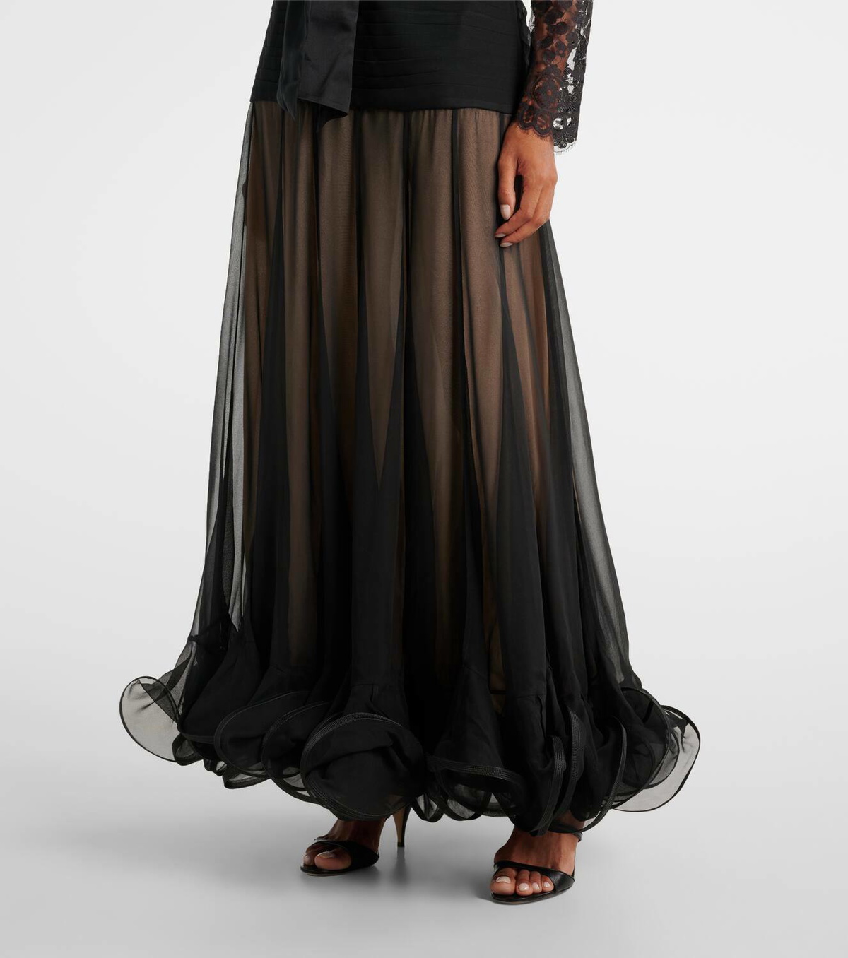 【Zimmermann】ILLUSTRATION FLOUNCE GOWN レース シルクガウン Zimmermann Illustration Flounce lace-trimmed silk gown