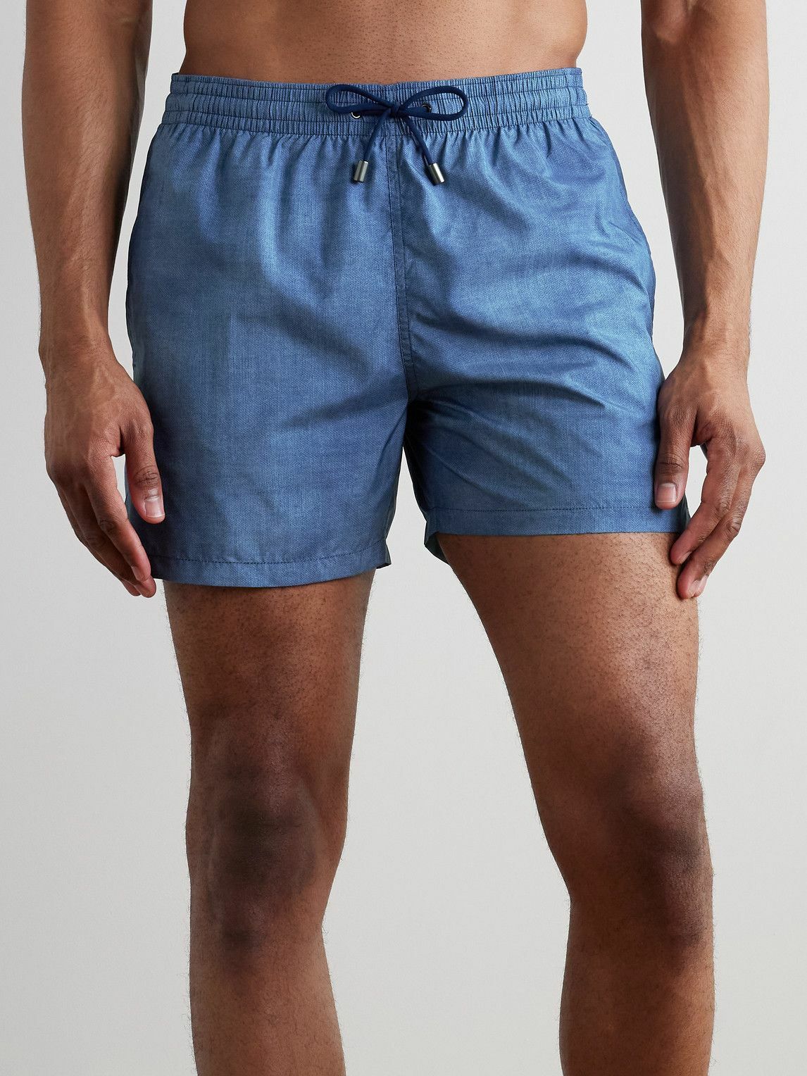 Canali - Straight-Leg Mid-Length Swim Shorts - Blue