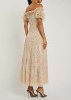 Needle & Thread Off-the-shoulder Sequin-embellished Tulle Gown Light Pink