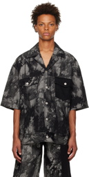 Feng Chen Wang Gray & Black Washed Denim Shirt