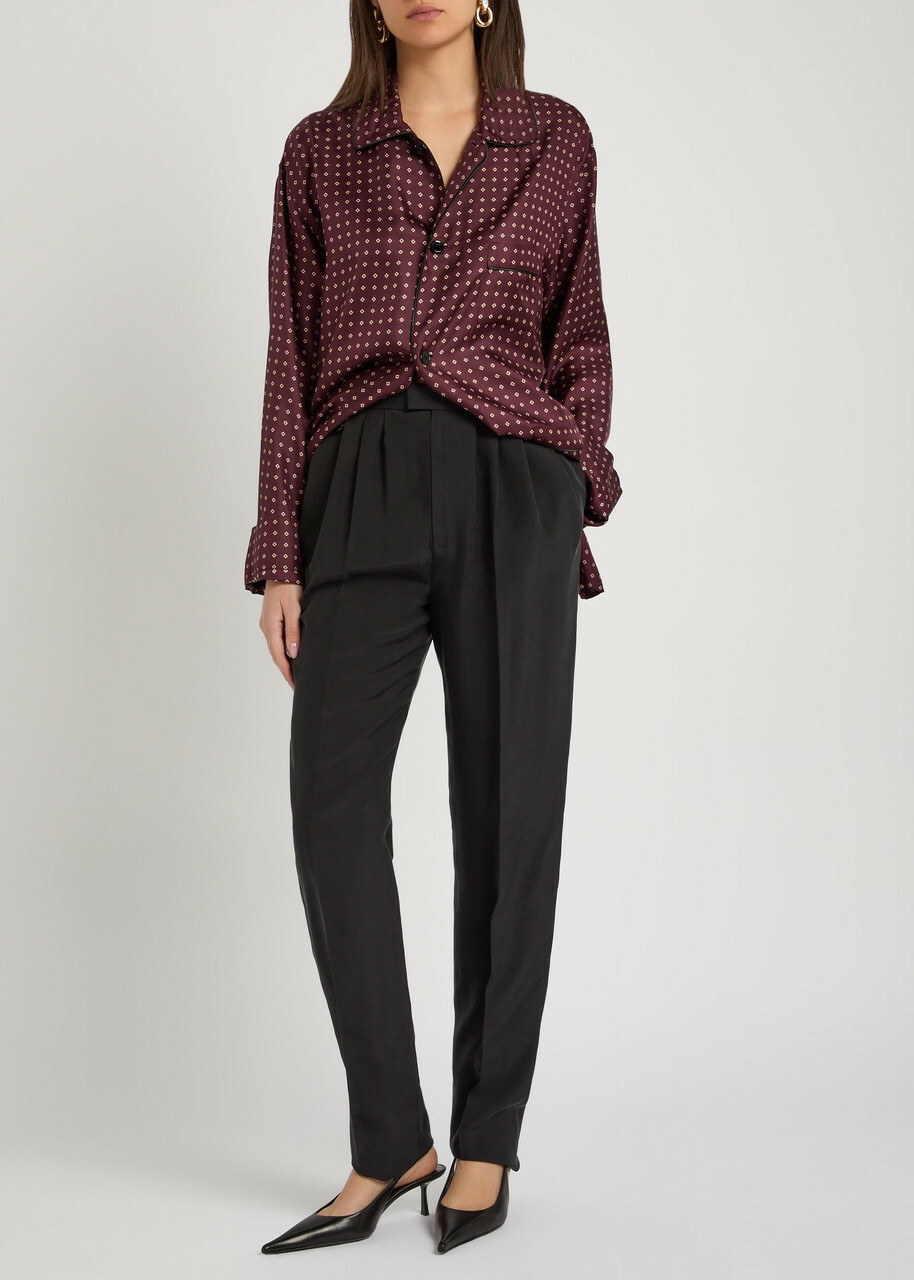 Saint Laurent Patterned Silk Shirt Bordeaux