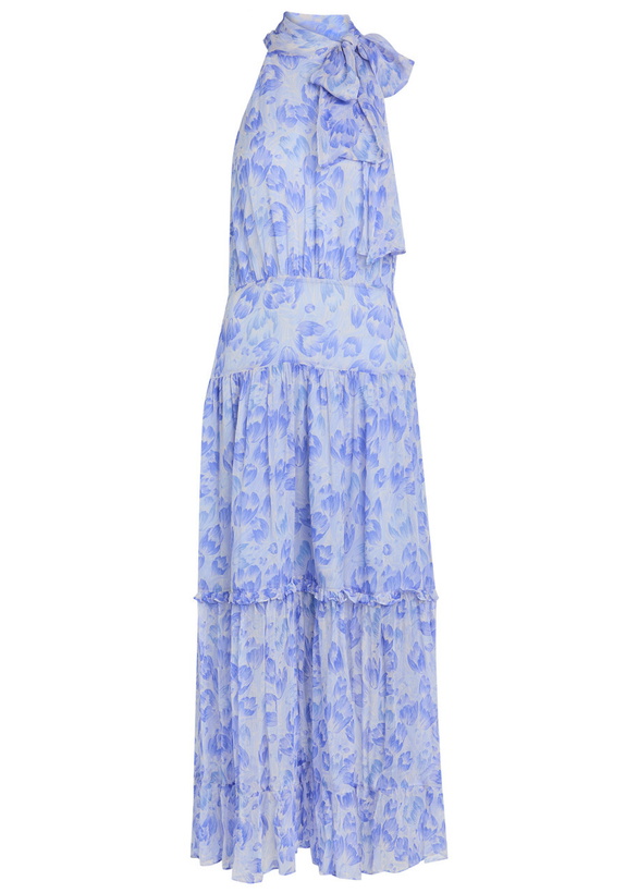 Photo: Rixo Abi Floral-print Chiffon Maxi Dress Light Blue