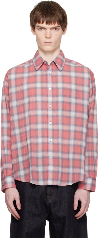 Photo: COOR Red Seersucker Ombre Checkered Shirt