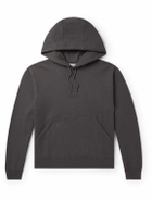 SAINT LAURENT - Logo-Embroidered Cotton-Jersey Hoodie - Gray