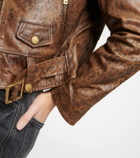 Golden Goose - Leopard-print leather biker jacket