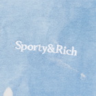 Sporty & Rich Serif Logo Tie Dye Crew Sweat in Hydrangea/White