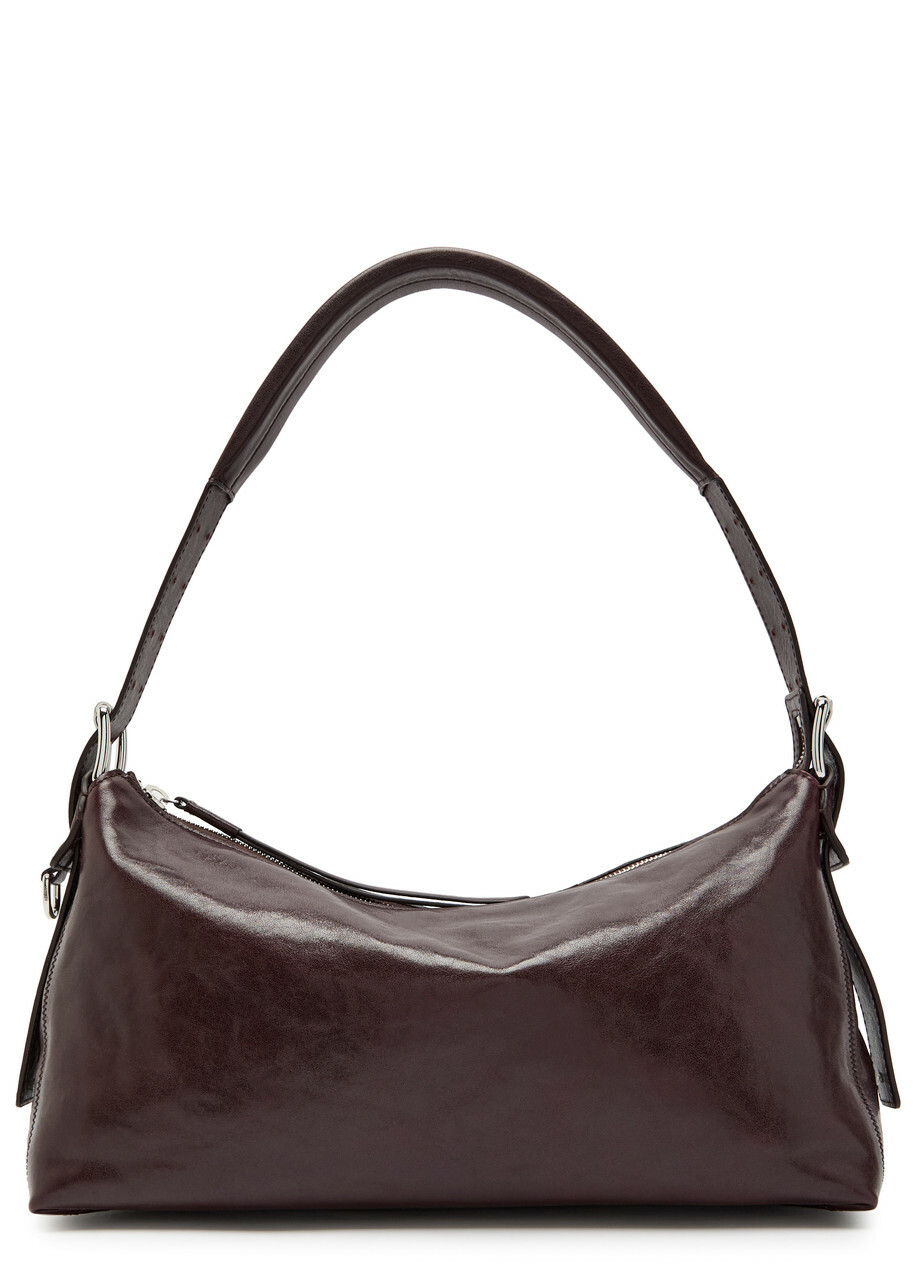 Lemaire Belted Baguette Leather Shoulder bag - Dark Brown - One Size