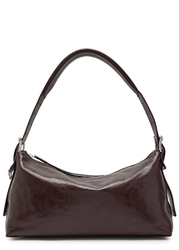 Photo: Lemaire Belted Baguette Leather Shoulder bag - Dark Brown - One Size