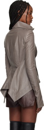 Rick Owens Gray Temple Naska Leather Jacket