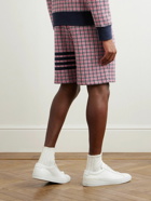 Thom Browne - Straight-Leg Logo-Appliquéd Striped Checked Cotton Shorts - Red