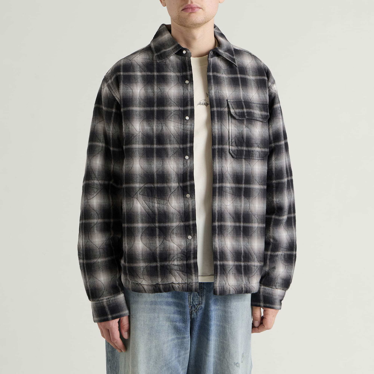 Represent Men's Logo Quilted Shirt in Black