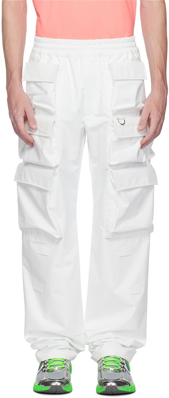 Photo: Givenchy White Multipocket Reflective Cargo Pants