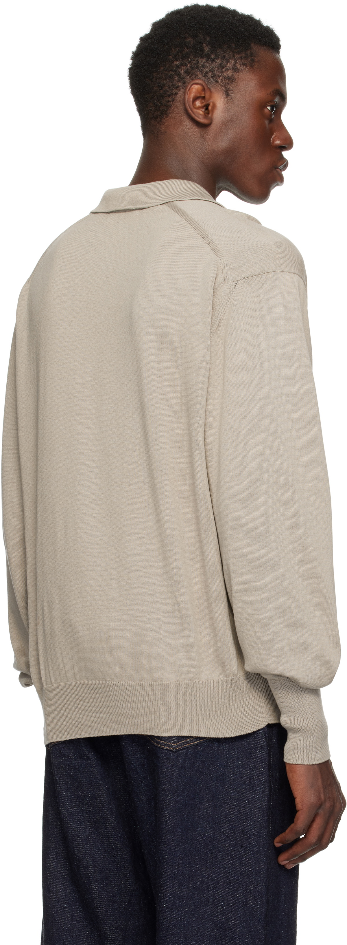 KAPTAIN SUNSHINE Taupe Cotton Knit Skipper Polo Kaptain Sunshine