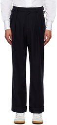 AFTER PRAY Navy Pleated Trousers